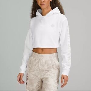 Lululemon All Yours Cropped Hoodie Team Canada White Cotton Terry Sz 20
